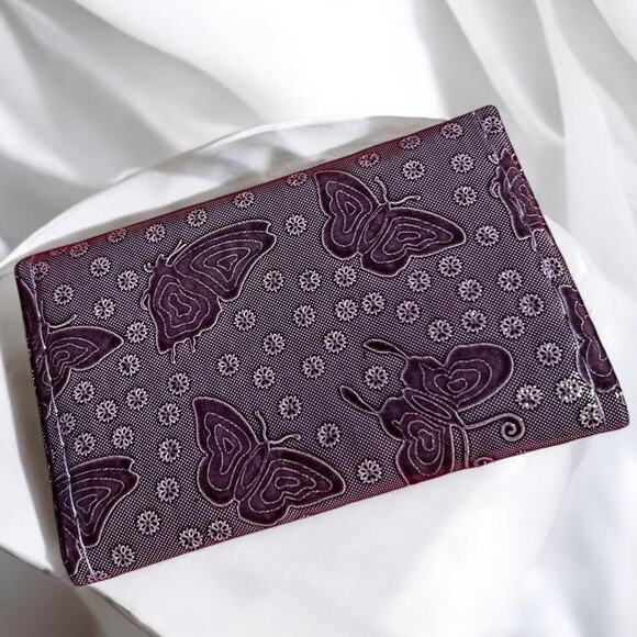 Purple Butterfly Retro Small NEW Card Wallet ID Card Holder Never Used Deadstock - Picture 1 of 15